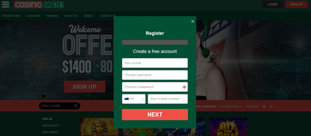 casino mate registration process