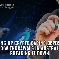 Image depicting the process of crypto casino deposits and withdrawals in Australia, showcasing digital currency transactions.